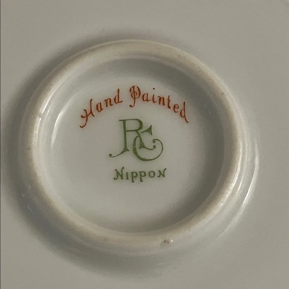 Antique Nippon Candy Dish: Morimura Hand-Painted Floral Plate with Gold Accent